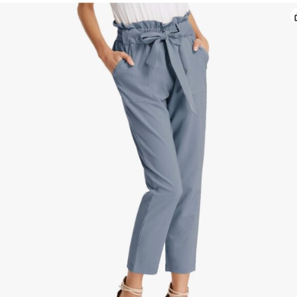 GRACE KARIN Blue Elastic High Waist Pull-on Pencil Pant w/ bow tie Sz Small 4-6 - Picture 1 of 11
